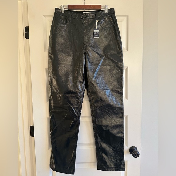 Abercrombie & Fitch Curve Love Vegan Leather 90s Straight Pant NWT - Picture 1 of 7